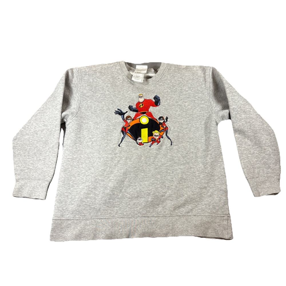 Disney Store Incredibles Kids L 10/12 Gray Crewneck Pullover Fleece Sweatshirt